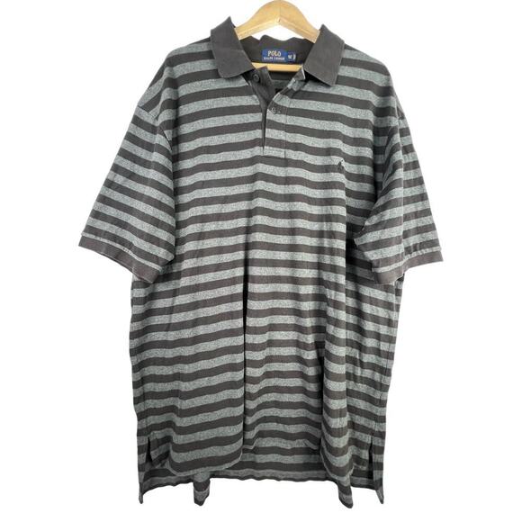 Polo Ralph Lauren 3XLT Men's Gray/Black Stripe 100% Cotton Preppy Shirt - Picture 1 of 9